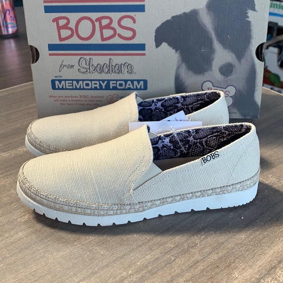Skechers Shoes - NWT Skechers BOBS Memory Foam Slip On Tan Canvas